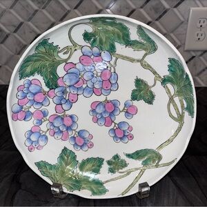 Nora Fenton vintage low bowl with grapes grapevine motif Chinese porcelain